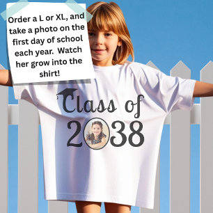 Aangepaste naam, foto, handafdruk klasse van 2038 t-shirt