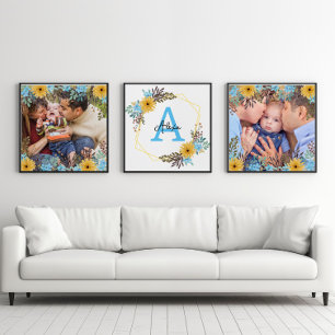 Aangepaste naam foto Wildflower Afdrukken Muurkunst Sets