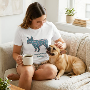 Aangepaste naam Franse Bulldog Ik hou van mijn Fre T-shirt