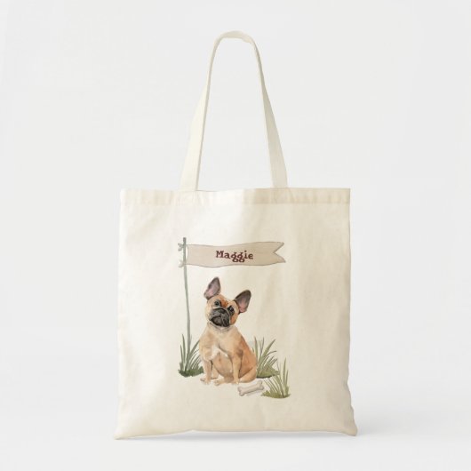 Aangepaste naam Franse Bulldog Pet Dog Tote Bag (Voorkant)