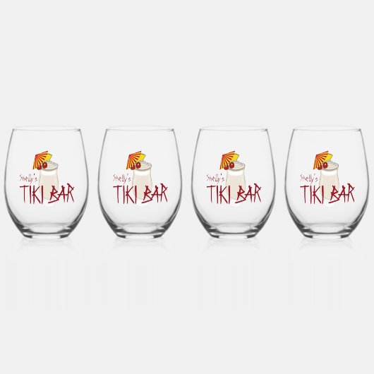 Aangepaste naam Frozen Drink Tiki Bar Wijnglas Zonder Voet (Voorkant)