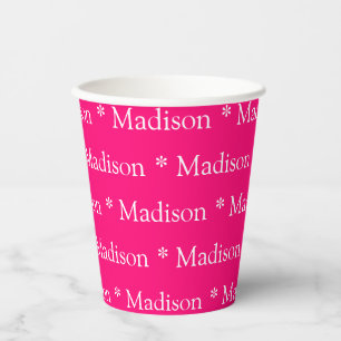 Aangepaste naam fuchsia heet roze wit patroon scha papieren bekers