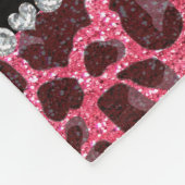 Aangepaste naam fuchsia roze glitter leopard print fleece deken (Hoek)