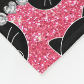 Aangepaste naam: fuchsia roze glitter zwarte katte fleece deken (Hoek)