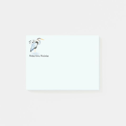 Aangepaste naam Fun Grote Blauwe Reiger Vogel Natu Post-it® Notes (Voorkant)