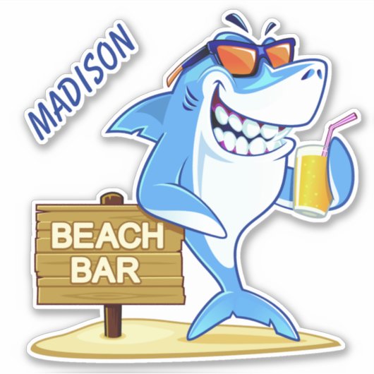 Aangepaste naam Funny Shark Sticker (Voorkant)