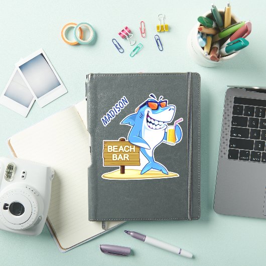 Aangepaste naam Funny Shark Sticker (iPad Cover)