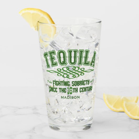 Aangepaste naam Funny TEQUILA Glas (Voorkant ijs)