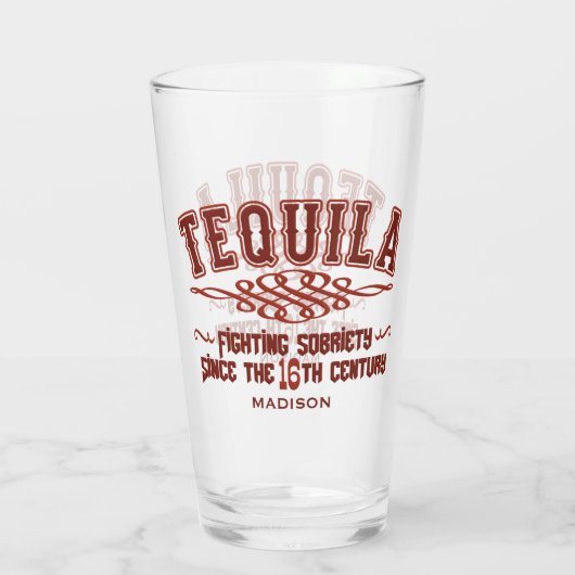 Aangepaste naam Funny TEQUILA Glass Glas (Achterkant)