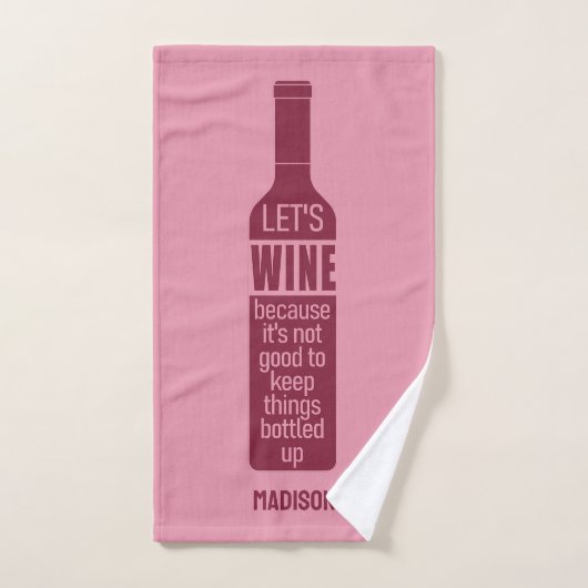 Aangepaste naam Funny Wine Quote Bad Handdoek (Handdoek)