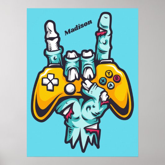 Aangepaste naam Gamer Zombie Poster (Voorkant)