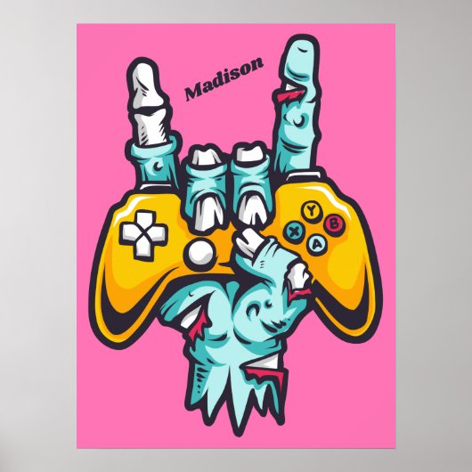 Aangepaste naam Gamer Zombie-Poster Poster (Voorkant)