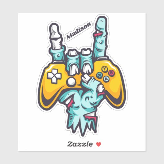 Aangepaste naam Gamer Zombie stickers (Vel)