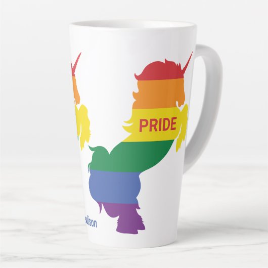 Aangepaste naam Gay Unicorn Latte Mok (Rechterhoek)