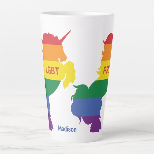 Aangepaste naam Gay Unicorn Latte Mok (Voorkant)