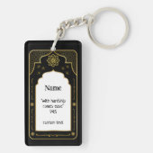 Aangepaste Naam Gebed Mat Gift, Zwart Goud Islamit Sleutelhanger (achterkant)