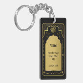 Aangepaste Naam Gebed Mat Gift, Zwart Goud Islamit Sleutelhanger (Voorkant Links)