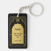 Aangepaste Naam Gebed Mat Gift, Zwart Goud Islamit Sleutelhanger (achterkant)