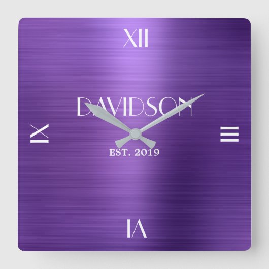 Aangepaste naam geborsteld metaal gepersonaliseerd vierkante klok (Voorkant)
