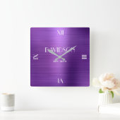 Aangepaste naam geborsteld metaal gepersonaliseerd vierkante klok (Huis)