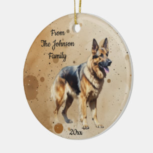 Aangepaste naam, Gedateerd Kerstmis Duitse Herder Keramisch Ornament