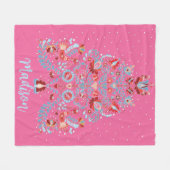 Aangepaste naam Gedetailleerde Hongaarse Kerstcade Fleece Deken (Voorkant (Horizontaal))