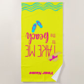 Aangepaste naam Geel Modern Summer Holiday Strandlaken (Voorkant)