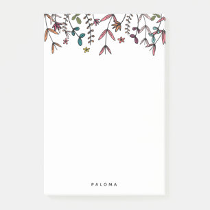 Aangepaste naam geïllustreerde Florals gepersonali Post-it® Notes