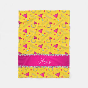 Aangepaste naam gele bachelorette cocktails fleece deken