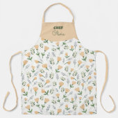 Aangepaste naam gele bloemen schort (Voorkant)
