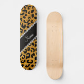 Aangepaste naam gele glitter cheetah afdruk skateboard (Voorkant)