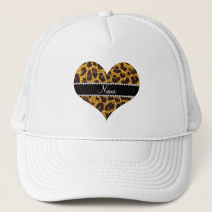 Aangepaste naam gele glittersplaat trucker pet