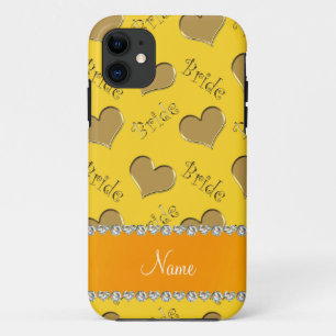 Aangepaste naam gele gouden harten iPhone 11 hoesje