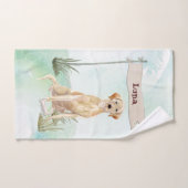 Aangepaste naam gele labdoosje bad handdoek (Handdoek)