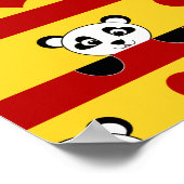 Aangepaste naam gele panda rode strepen poster (Hoek)