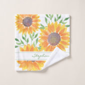 Aangepaste naam Gele Zonnebloem Bad Handdoek (Wasdoekje)
