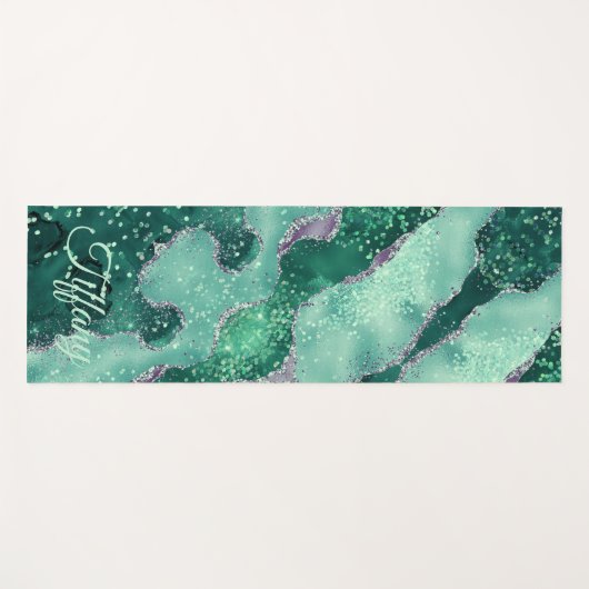 Aangepaste naam Geode Agate Sparkle Rock Green Yogamat (Voorkant (horizontaal))