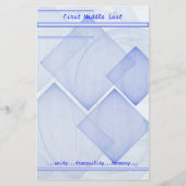 Aangepaste naam Geometric Blue Abstract Briefpapier (Voorkant)