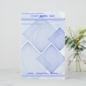 Aangepaste naam Geometric Blue Abstract Briefpapier (Staand voorkant)