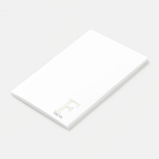 Aangepaste naam Geometric Gold Letter F Monogram Post-it® Notes (Schuin)