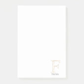Aangepaste naam Geometric Gold Letter F Monogram Post-it® Notes (Voorkant)