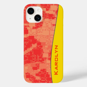 Aangepaste naam Geometric Tangerine Zeal Abstract Case-Mate iPhone 14 Hoesje