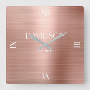 Aangepaste naam gepersonaliseerd acryl metaal gebo vierkante klok
