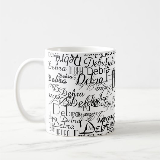 Aangepaste naam . gepersonaliseerde basic wit koffiemok (Links)