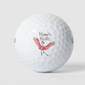 Aangepaste naam gepersonaliseerde roze flamingo golfballen (Voorkant)