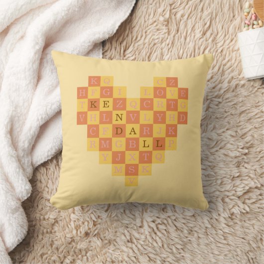 Aangepaste Naam Geruite Hart Letter Puzzel Kussen (Deken)
