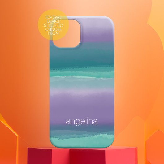 Aangepaste naam gestreept Paars en Blauwgroen Wate Case-Mate iPhone Case