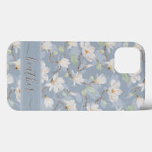Aangepaste naam getekend witte magnolia op stoffig Case-Mate iPhone case (Achterkant (horizontaal))