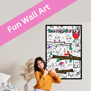 Aangepaste naam Giant Uil Kleurplaten Posters voor