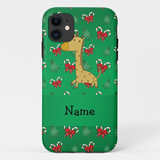 Aangepaste naam giraffe green candy bows Case-Mate iPhone case (Achterkant)